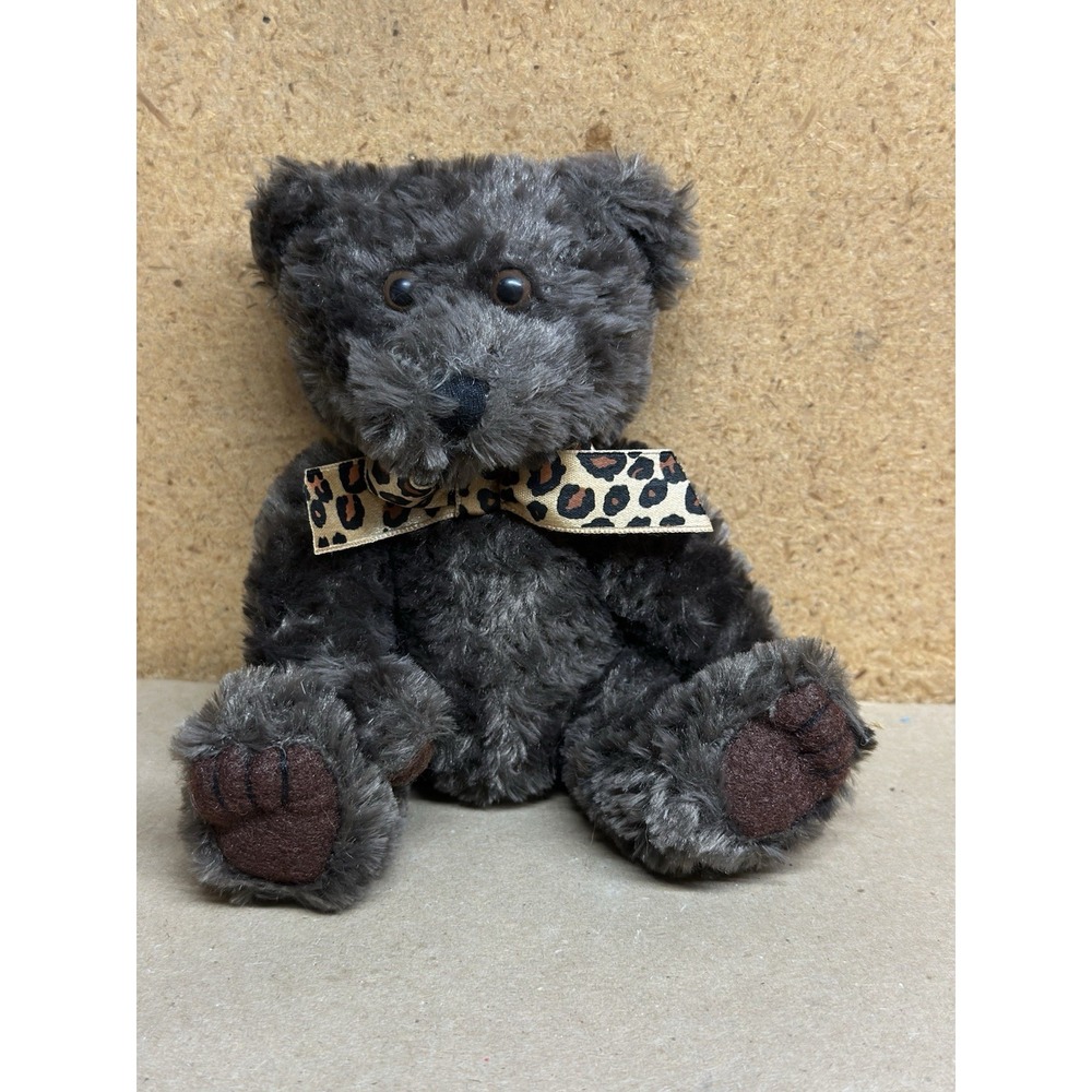 SOS Ministries Brown Teddy Bear Plush Leopard Bow Stuffed Animal